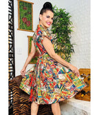 Bernie Dexter Robot Spaceman Kelly Flare Dress - Unique Vintage - Womens, DRESSES, FIT AND FLARE