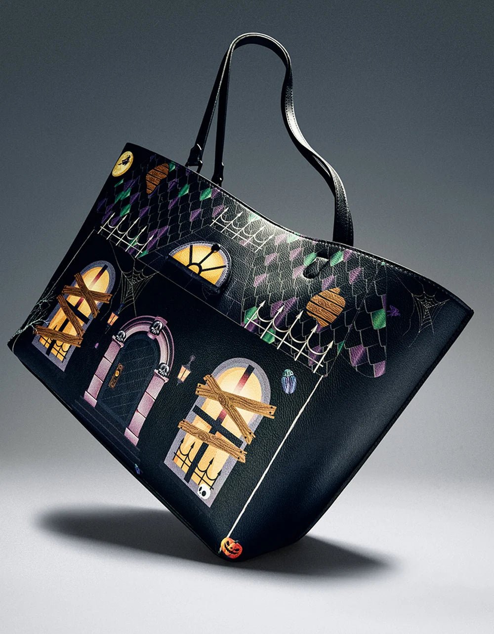 Betsey Johnson Black Boo & Breakfast Haunted House Tote - Unique Vintage -
