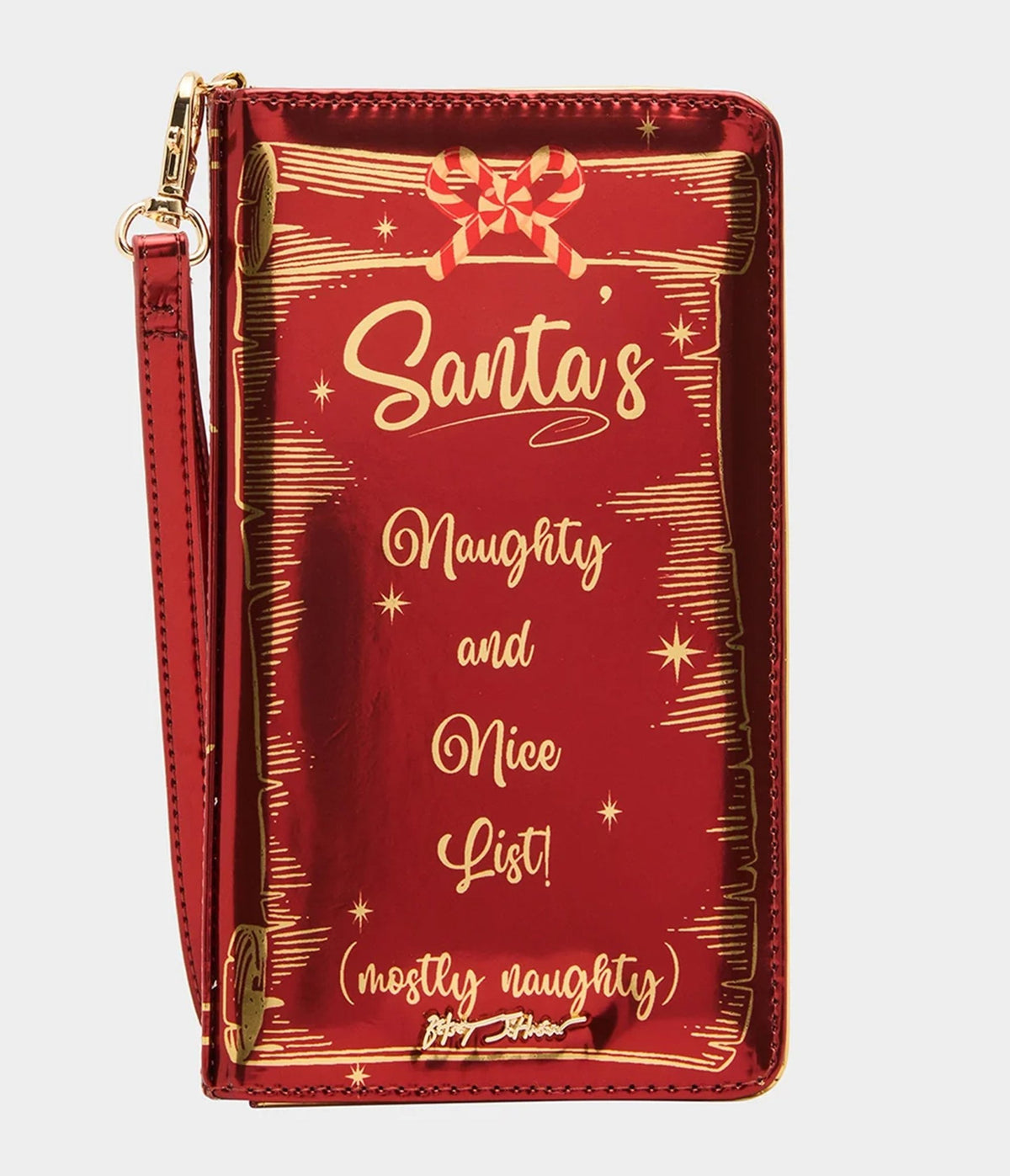 Betsey Johnson Red Naughty List Book Wristlet - Unique Vintage -