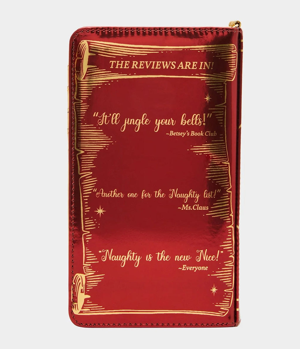 Betsey Johnson Red Naughty List Book Wristlet - Unique Vintage -