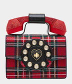 Betsey Johnson Red Plaid Rhinestone Phone Handbag - Unique Vintage - Handbags