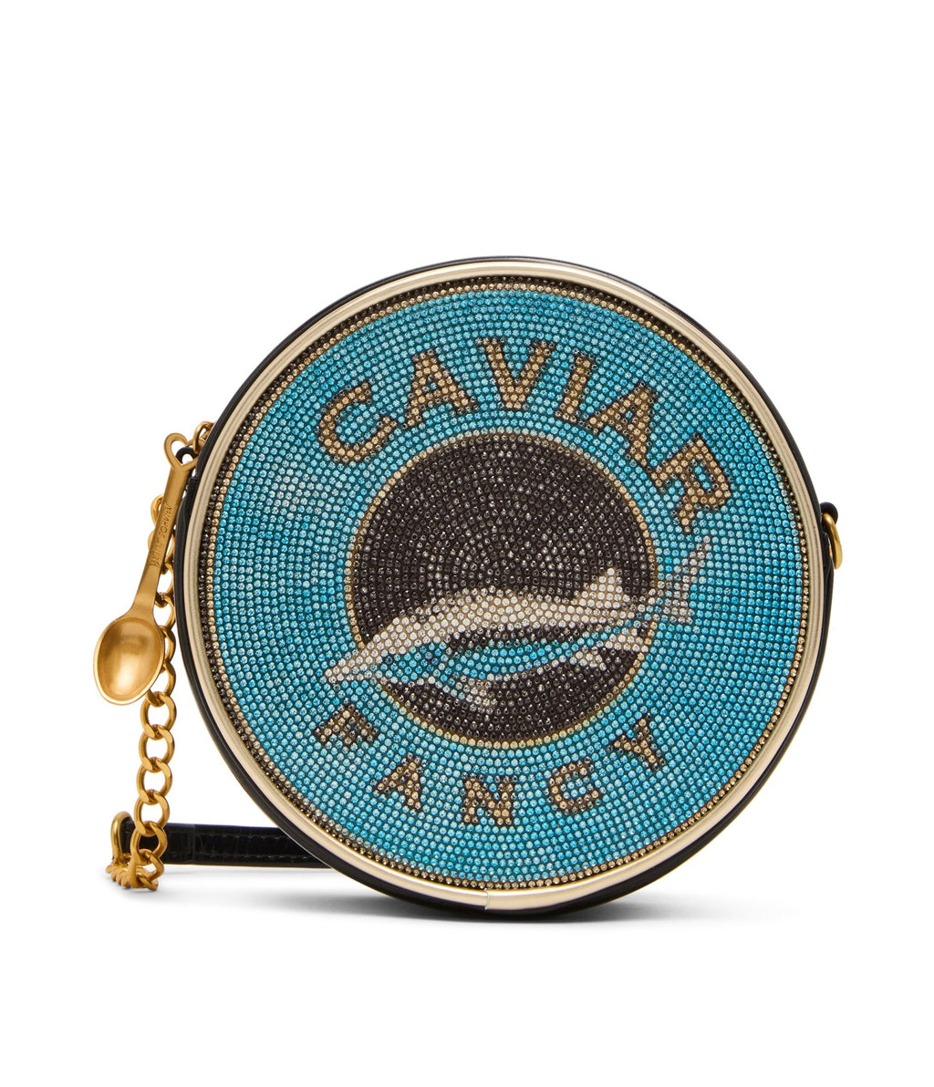 Betsey Johnson Rhinestone Blue Caviar Crossbody Bag - Unique Vintage - Womens, ACCESSORIES, HANDBAGS
