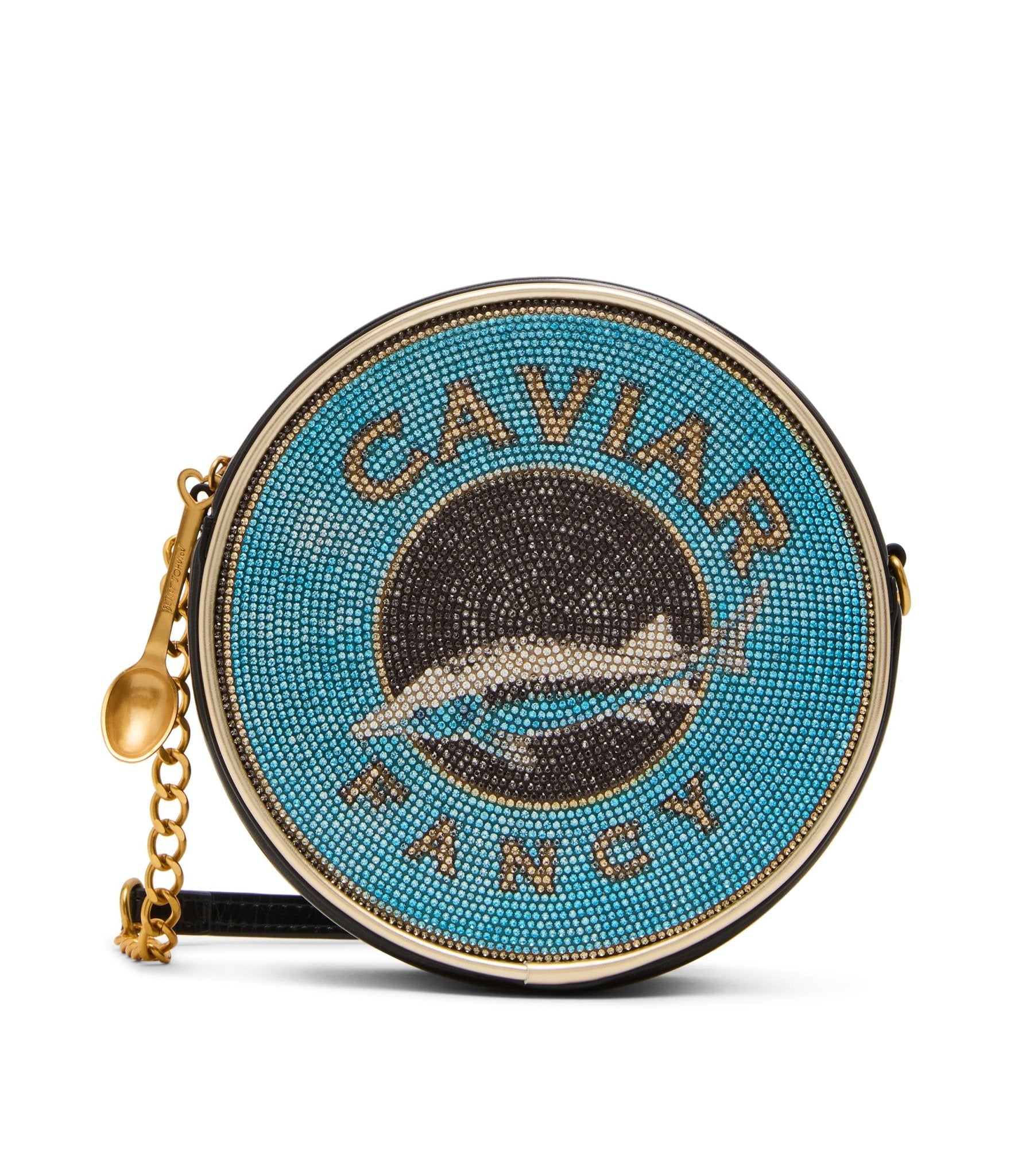 Betsey Johnson Rhinestone Blue Caviar Crossbody Bag - Unique Vintage - Womens, ACCESSORIES, HANDBAGS