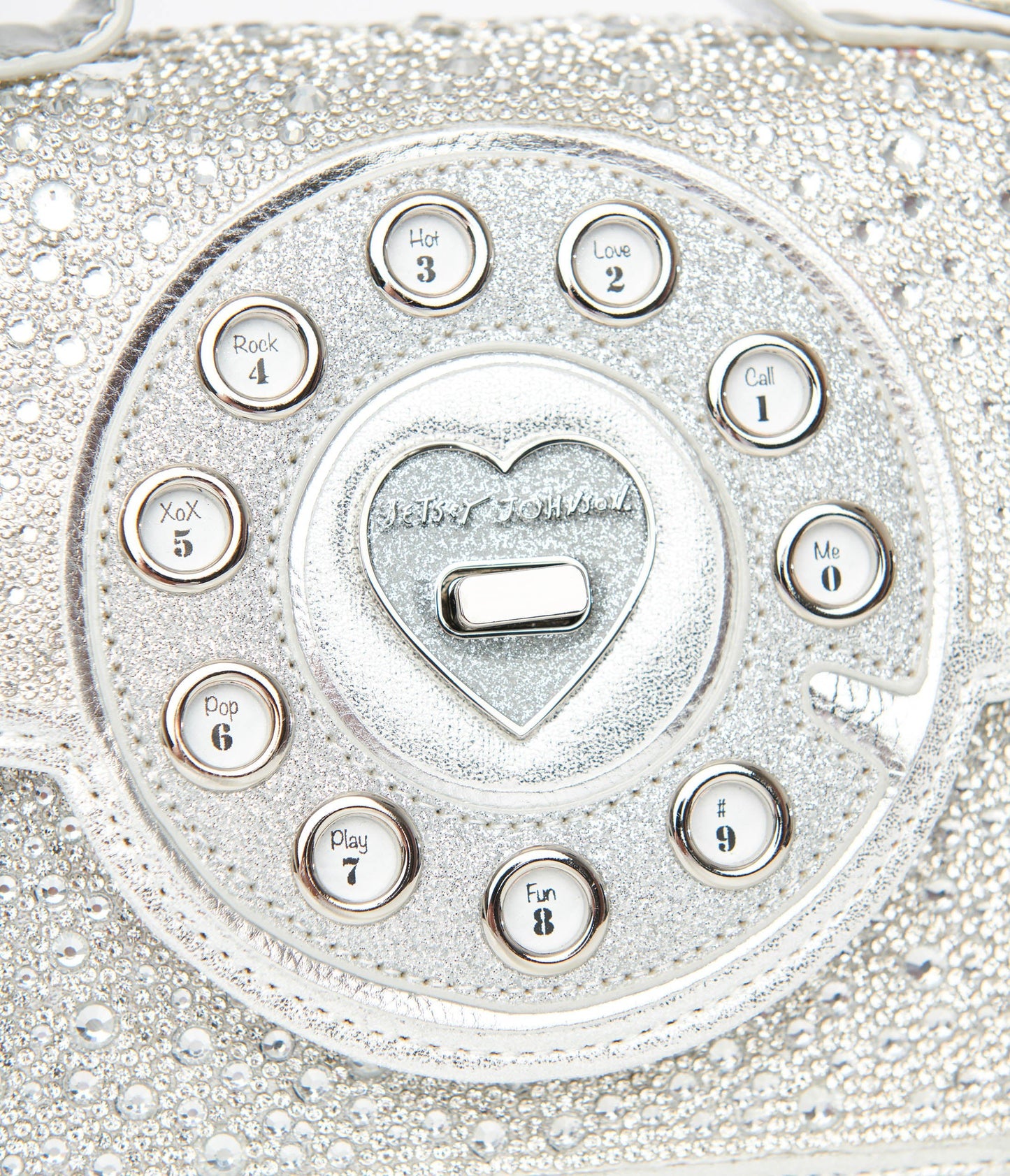 Betsey Johnson Silver Rhinestone Phone Handbag - Unique Vintage - Womens, ACCESSORIES, HANDBAGS