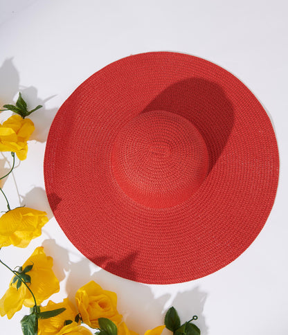 Big Red Sun Hat - Unique Vintage - Womens, ACCESSORIES, HATS