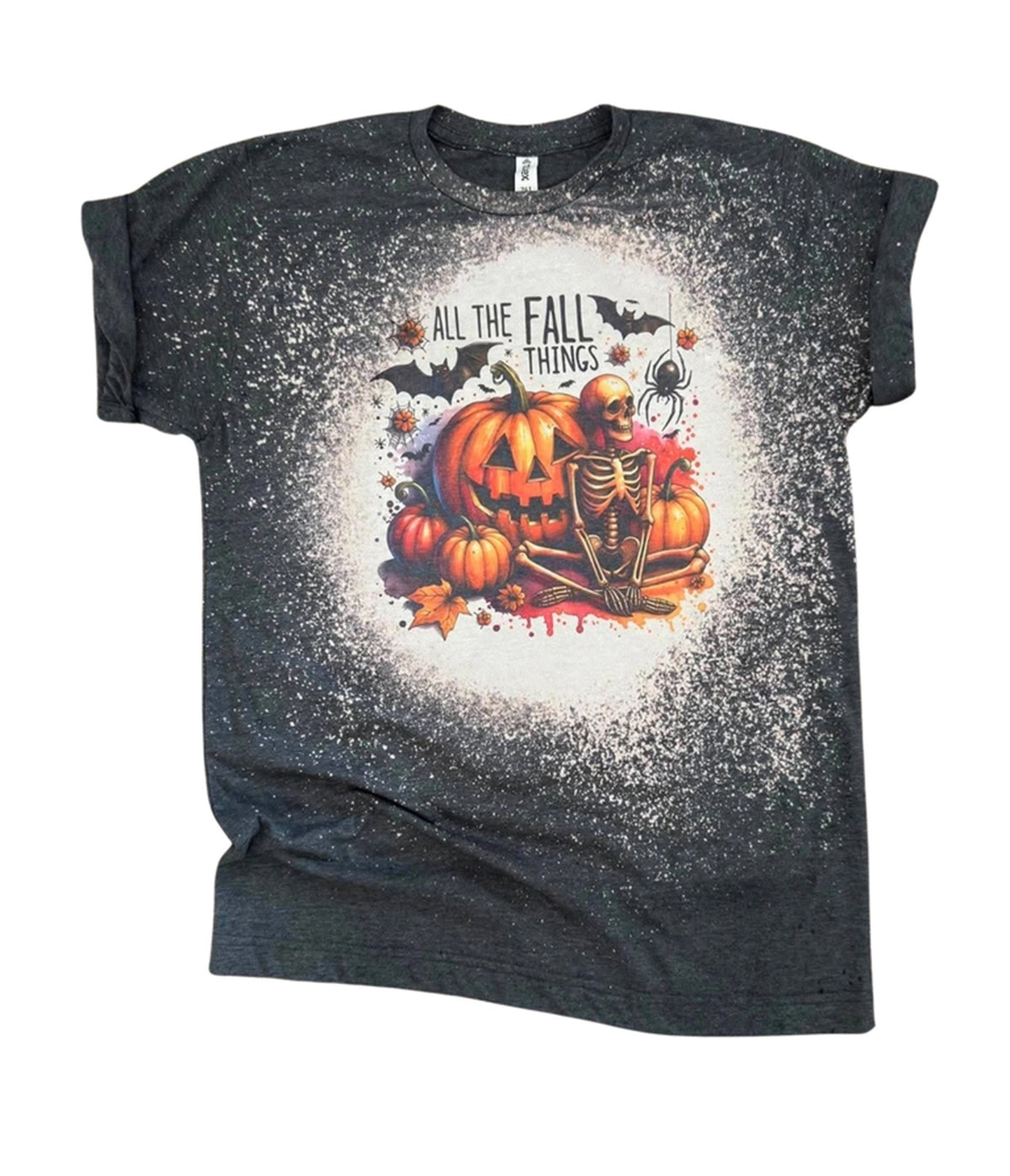 Black All the Fall Things Bleached Unisex Graphic Tee - Unique Vintage -
