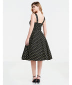 Black Atomic Bees Print Heidi Dress - Unique Vintage - Womens, DRESSES, SWING