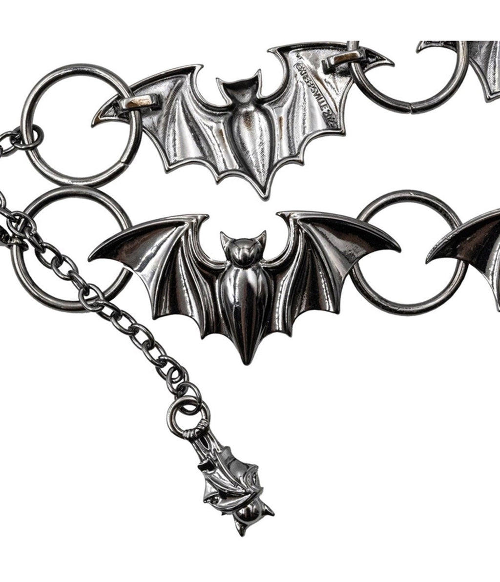 Black Bat Chain Link Belt - Unique Vintage - Womens, ACCESSORIES, BELTS