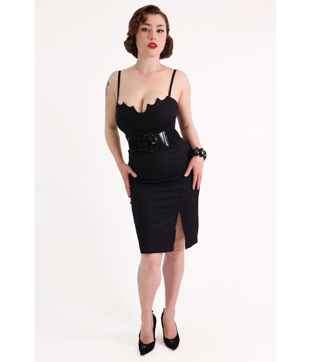 Black Bat Wiggle Dress - Unique Vintage - Womens, DRESSES, MAXI