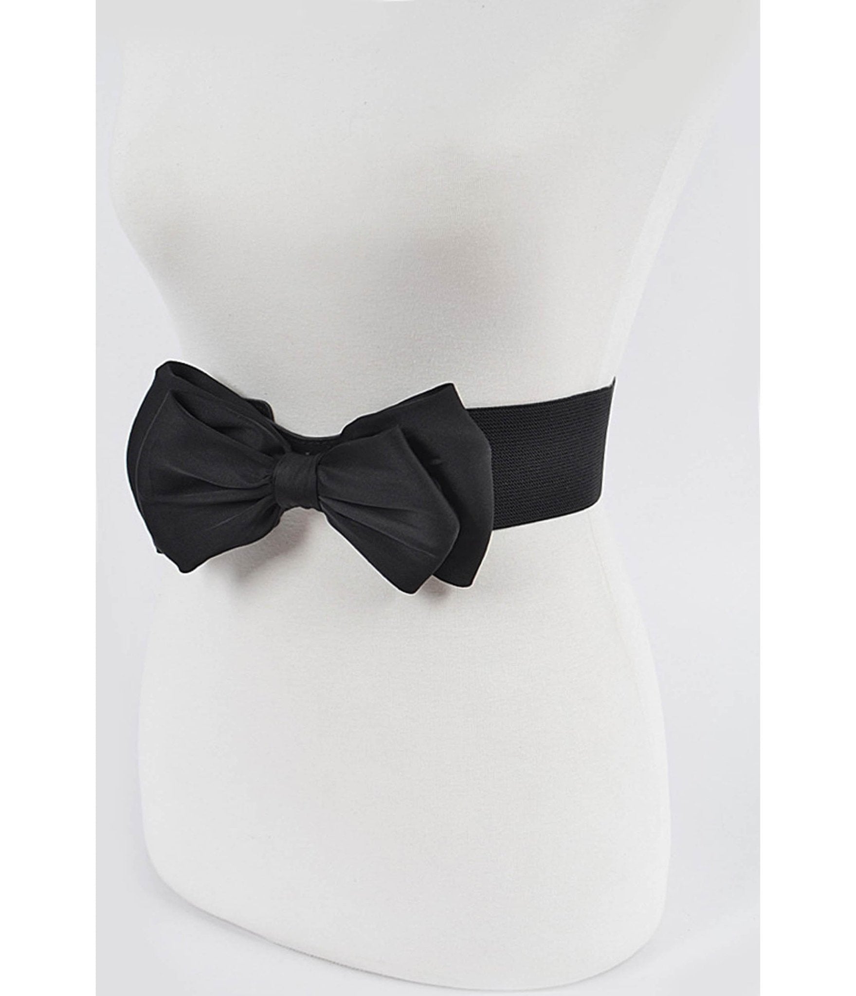 Black Bow Cinch Belt - Unique Vintage - Womens, ACCESSORIES, BELTS