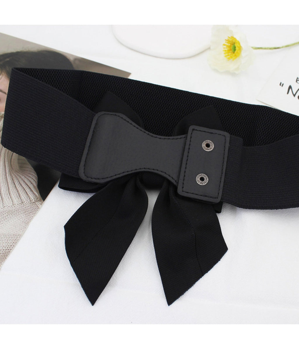 Black Bow Cinch Belt - Unique Vintage - Belts