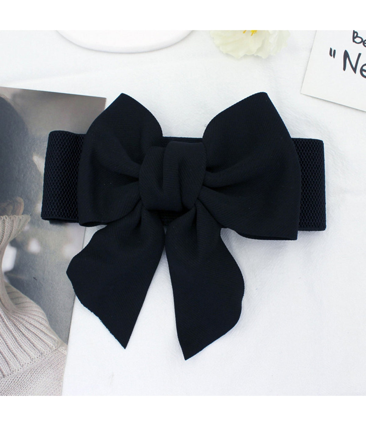 Black Bow Cinch Belt - Unique Vintage - Belts