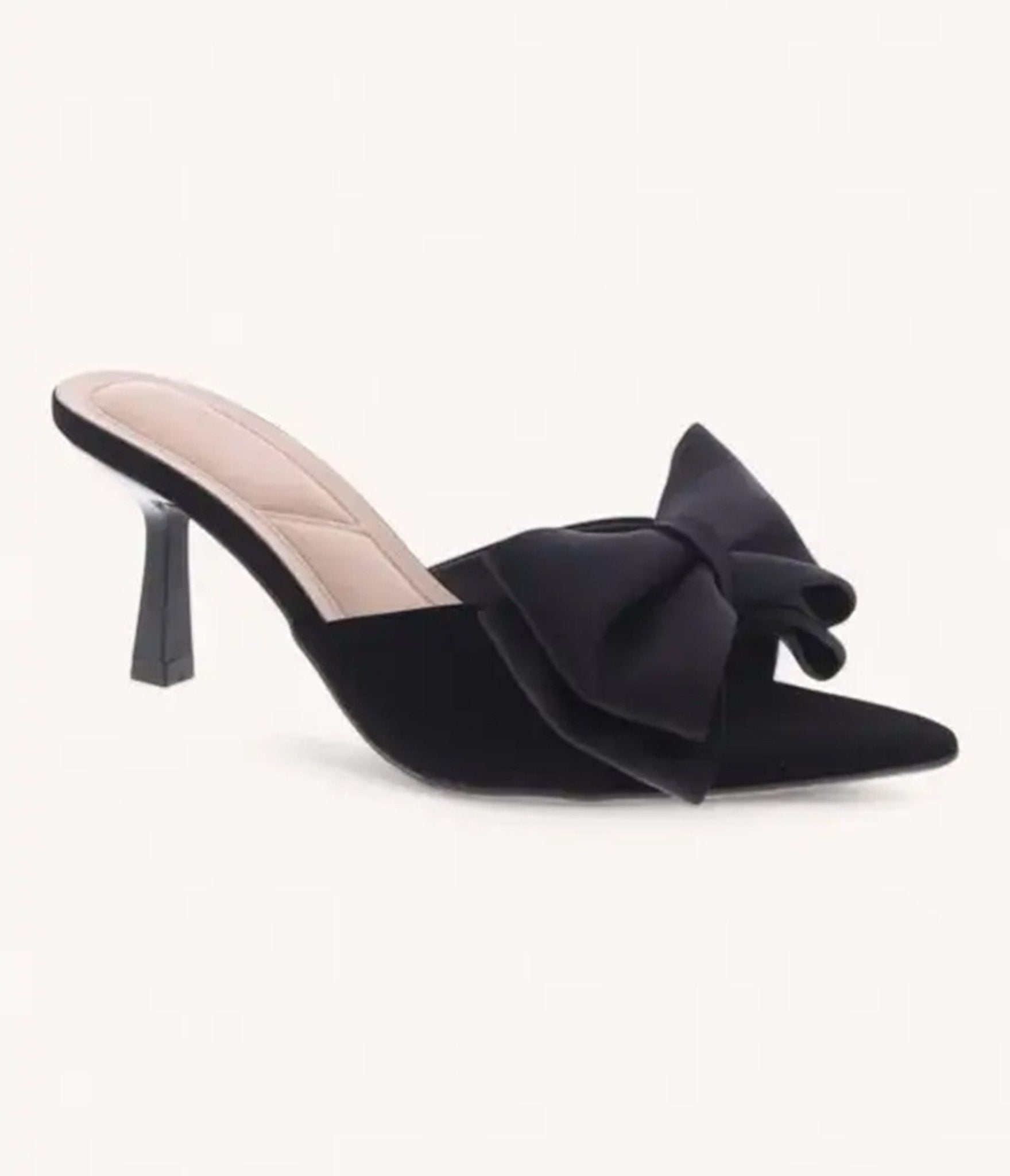 Black Bow Pointy Toe Kitten Heels - Unique Vintage - Womens, SHOES, HEELS