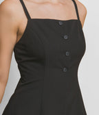 Black Button Front Split Hem Tank Top - Unique Vintage - Womens, TOPS, SHIRTS