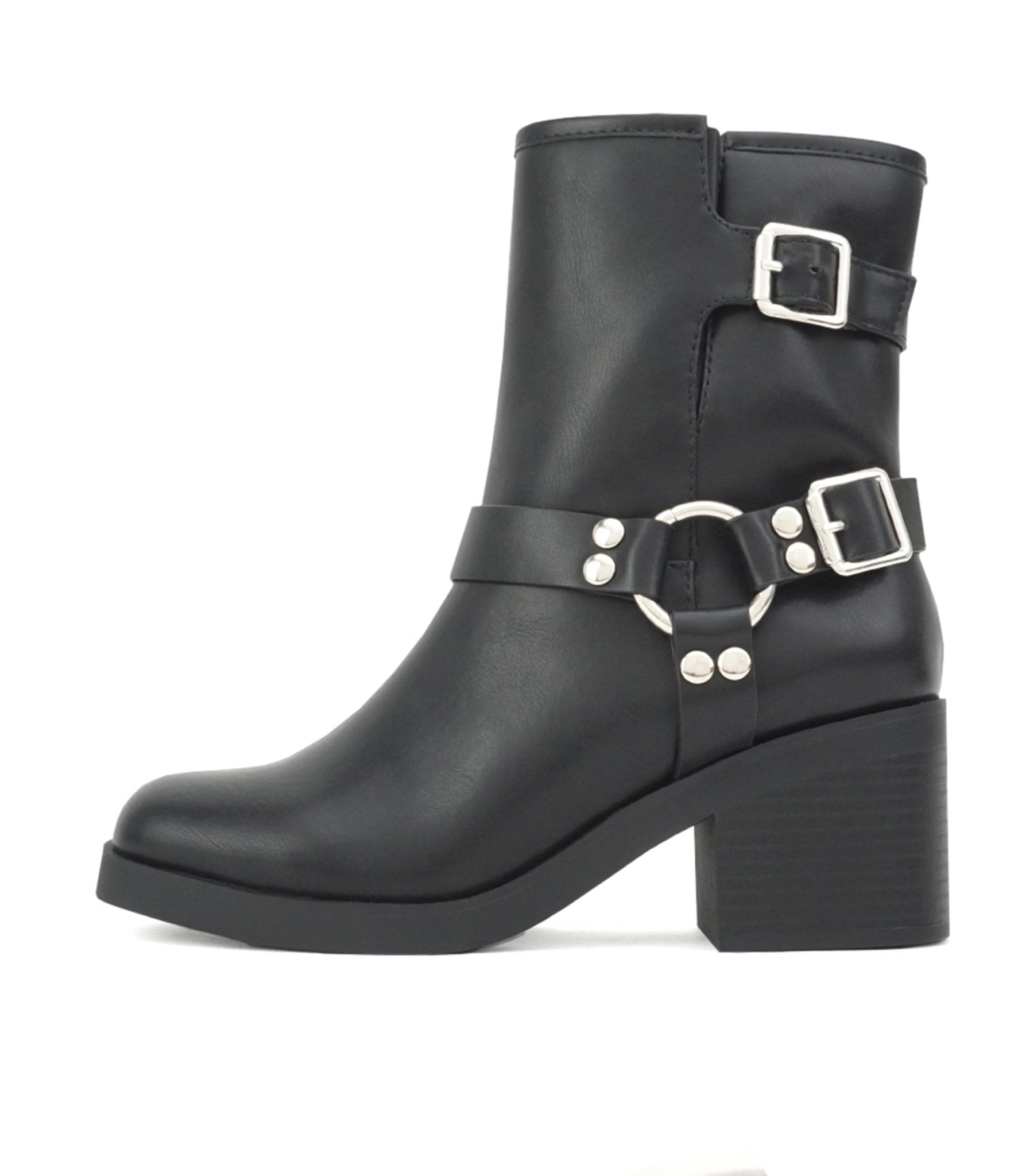 Black Calf Buckle Boots - Unique Vintage - Womens, SHOES, BOOTS