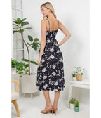 Black Celestial Cat Print Midi Dress - Unique Vintage - Womens, DRESSES, MIDI