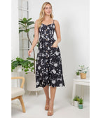 Black Celestial Cat Print Midi Dress - Unique Vintage - Womens, DRESSES, MIDI