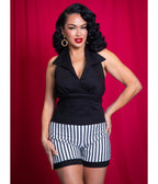 Black Collared Halter Top - Unique Vintage - Womens, TOPS, SHIRTS