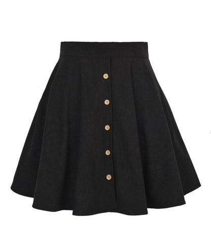 Black Corduroy High Waist Mini Skirt - Unique Vintage - Womens, BOTTOMS, SKIRTS