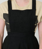 Black Corduroy Pinafore Flare Skirt - Unique Vintage - Womens, BOTTOMS, SKIRTS
