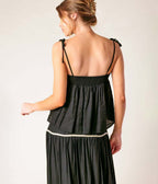 Black & Cream Divide & Contour Top & Skirt Set - Unique Vintage - Womens, DRESSES, MIDI