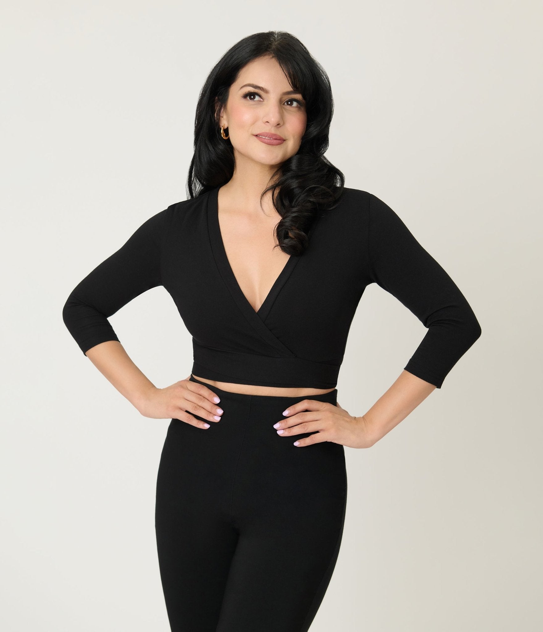 Black Crop Tie Sweater - Unique Vintage - Womens, TOPS, KNIT TOPS