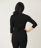 Black Crop Tie Sweater - Unique Vintage - Womens, TOPS, KNIT TOPS