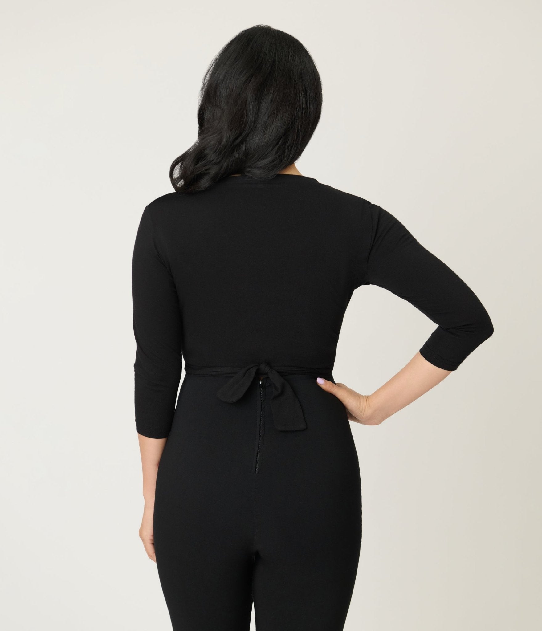 Black Crop Tie Sweater - Unique Vintage - Womens, TOPS, KNIT TOPS