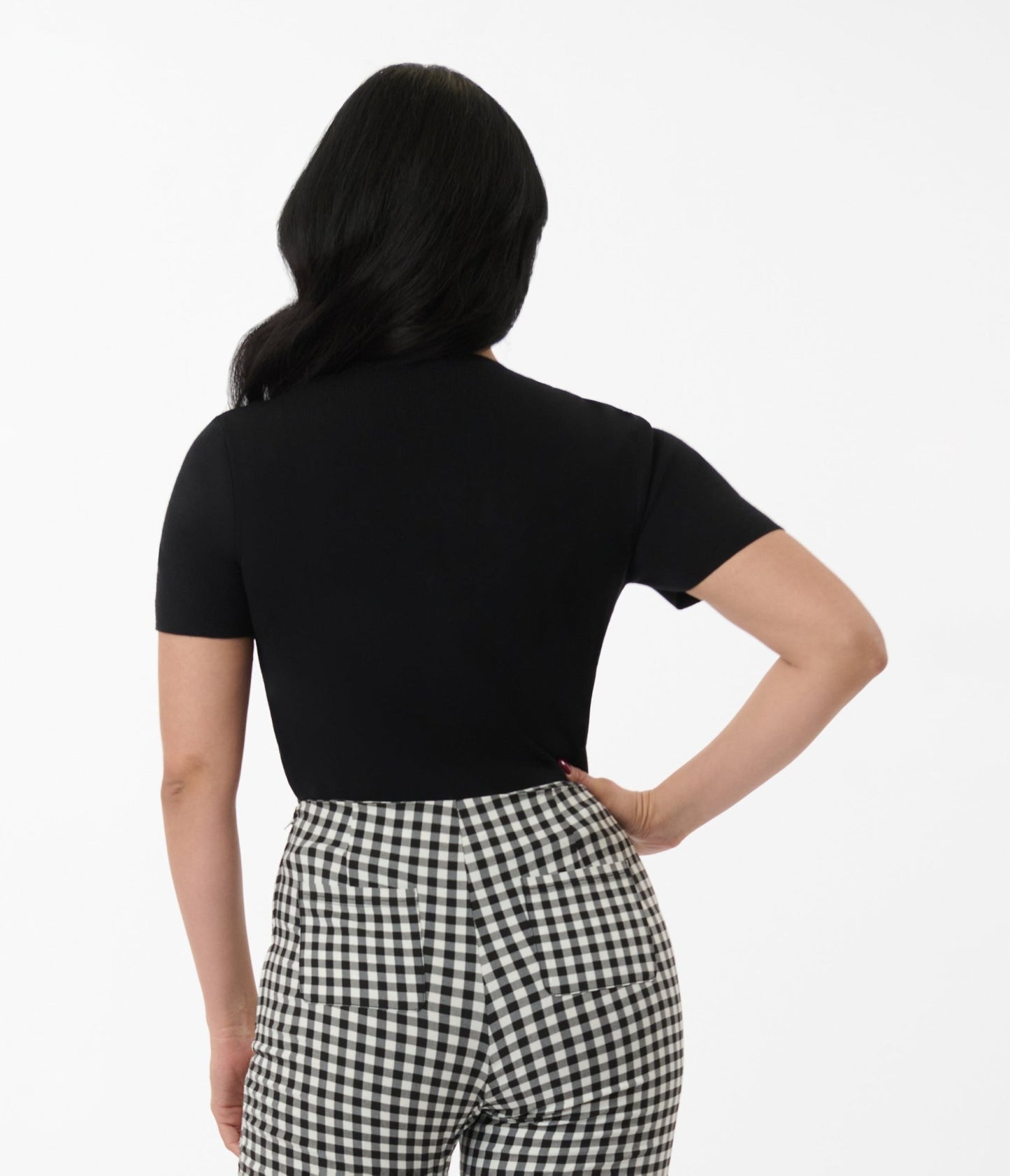 Black Cutout Short Sleeve Sweater - Unique Vintage - Womens, TOPS, SWEATERS