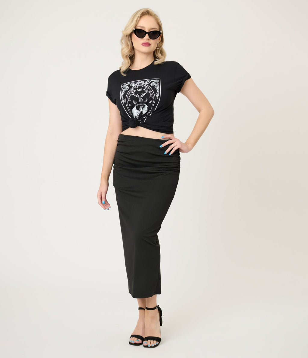 Black Death Tarot Unisex Graphic Tee - Unique Vintage - Womens, TOPS, TEES