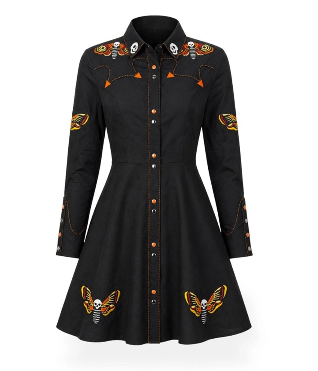 Black Death's Head Moth Western Dress – Unique Vintage