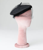 Black Denim Beret - Unique Vintage - Womens, ACCESSORIES, HATS
