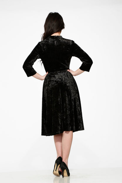 Black Diamond Velvet Swing Dress - Unique Vintage - Womens, DRESSES, SWING