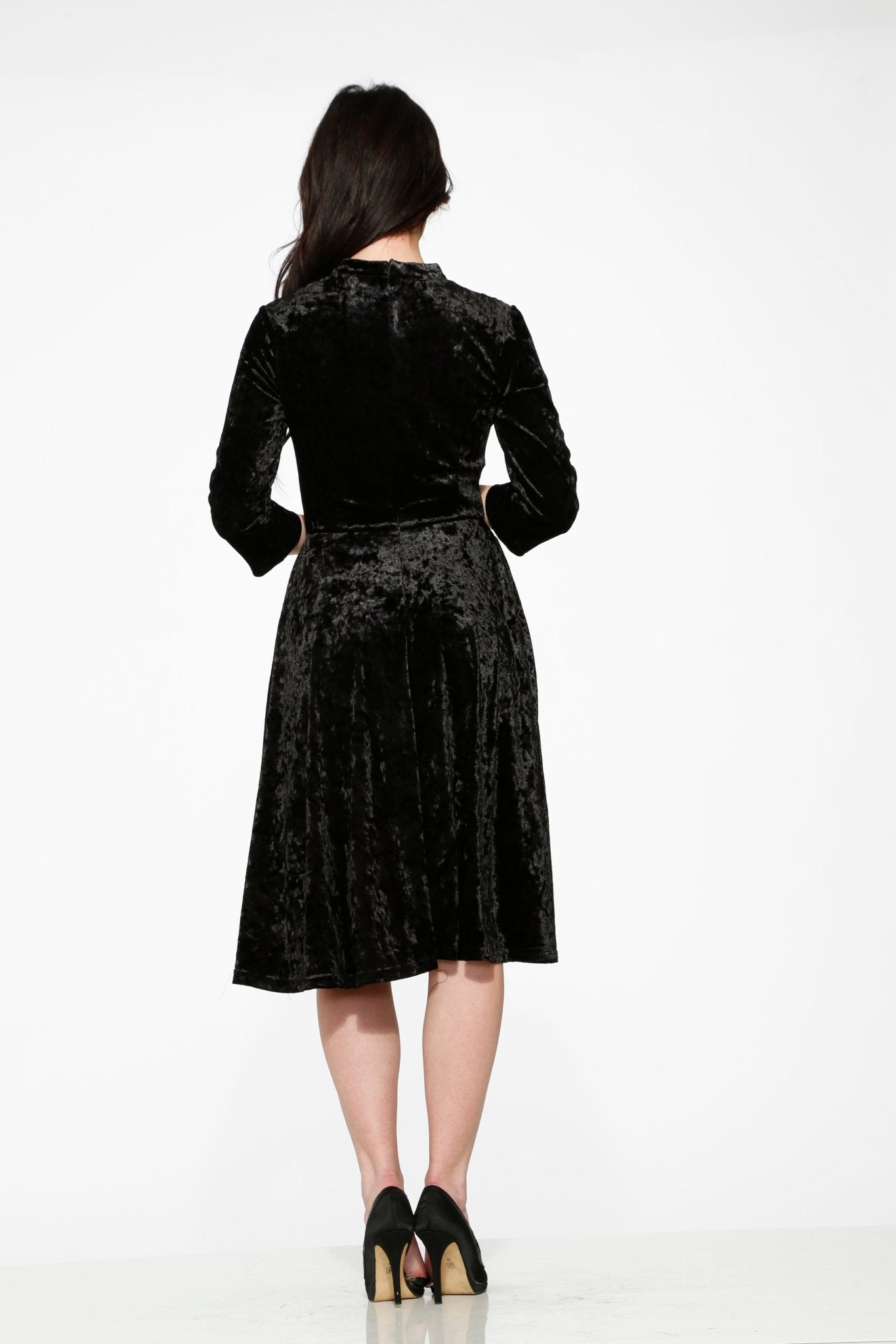 Black Diamond Velvet Swing Dress - Unique Vintage - Womens, DRESSES, SWING