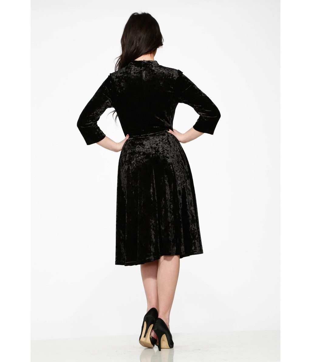 Black Diamond Velvet Swing Dress - Unique Vintage - Womens, DRESSES, SWING
