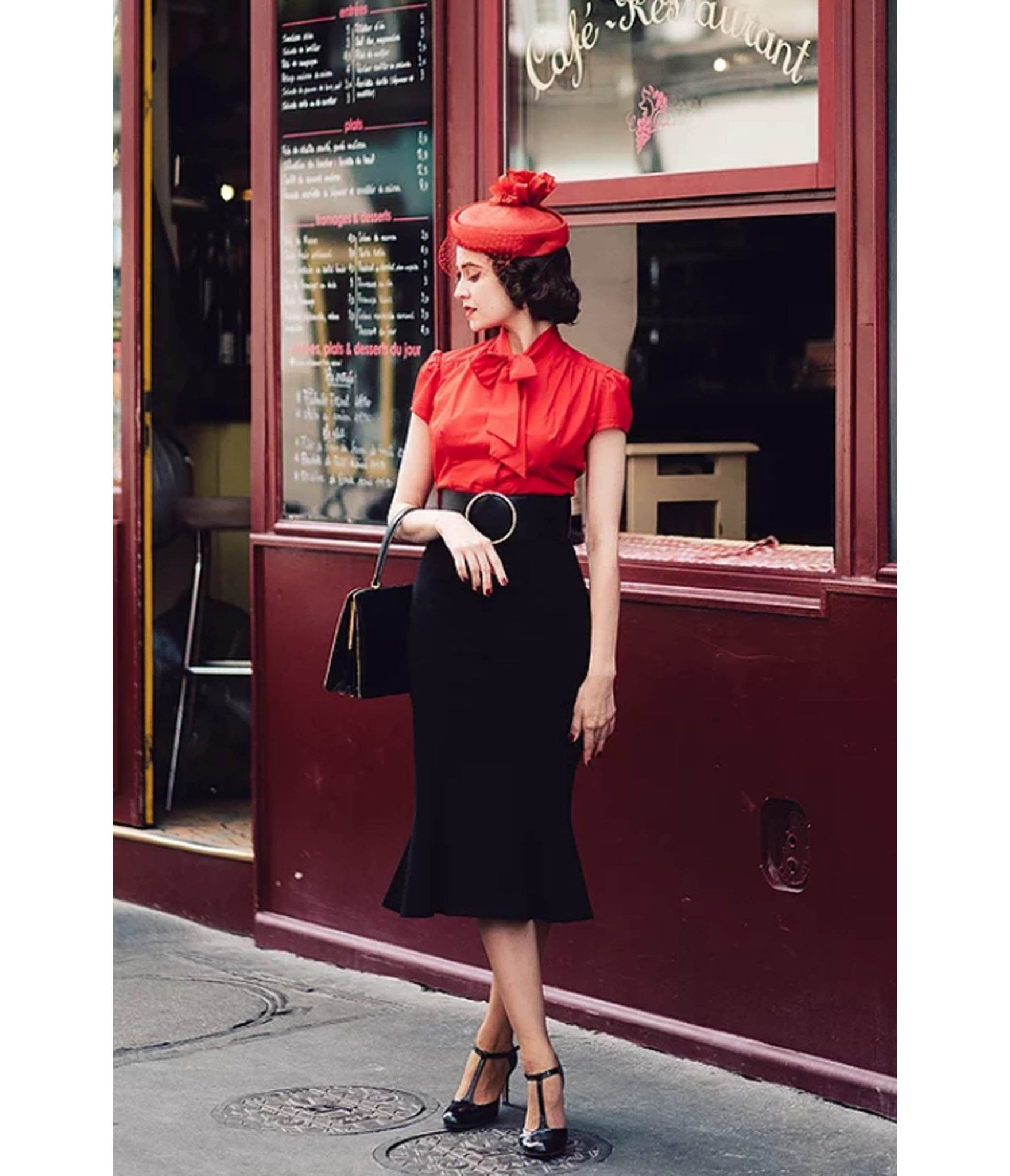 Black Diva Pencil Skirt - Unique Vintage - Womens, BOTTOMS, SKIRTS