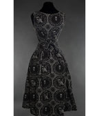 Black Edgar Allan Poe Raven Print Sleeveless Midi Dress - Unique Vintage - Midi Dresses