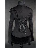 Black Edwardian Lace Ruffle Bell Sleeve Blouse - Unique Vintage - Blouses