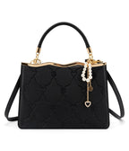 Black Embossed Leatherette Handbag - Unique Vintage - Womens, ACCESSORIES, HANDBAGS
