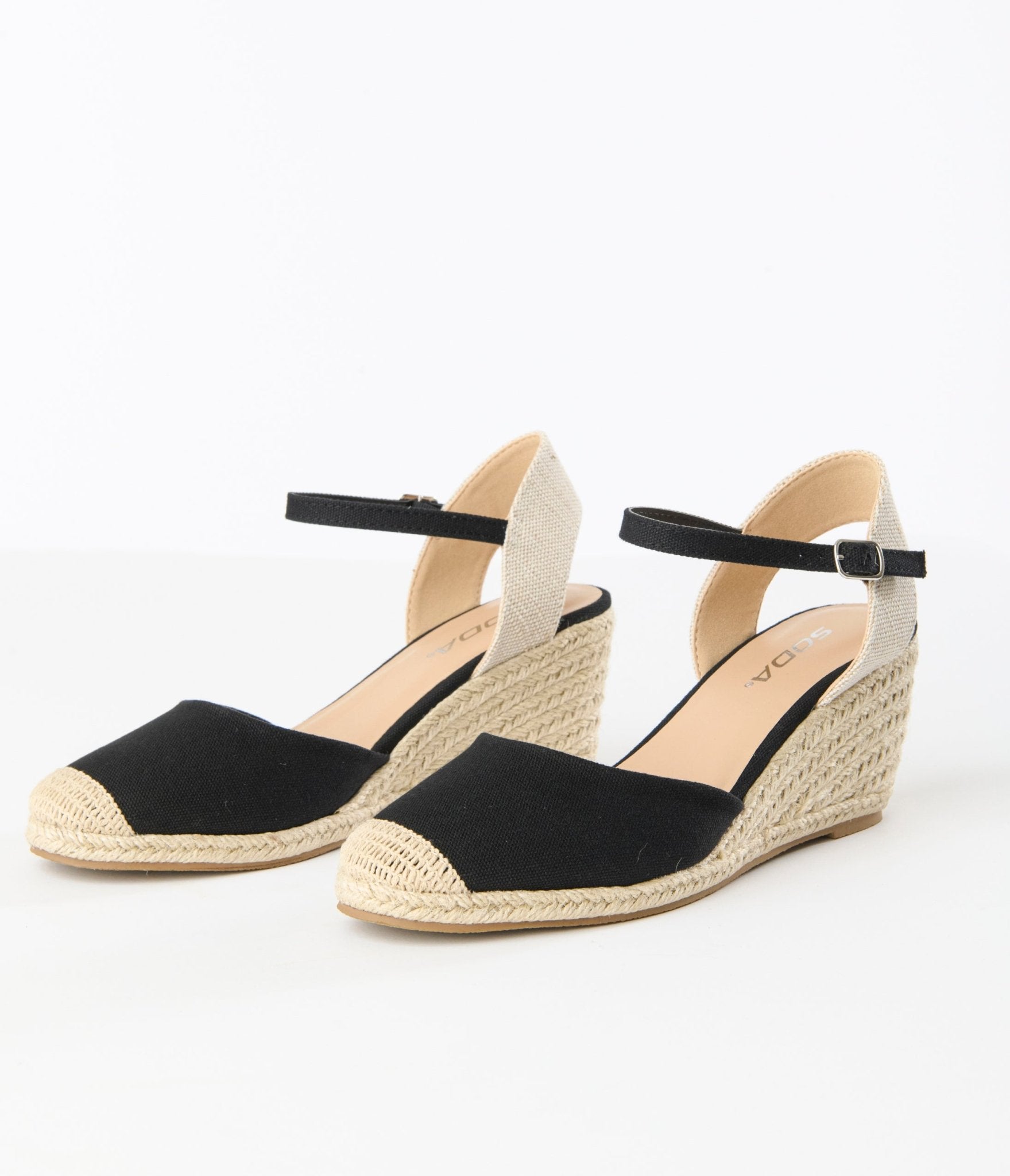 Black Espadrille Wedges - Unique Vintage - Womens, SHOES, HEELS