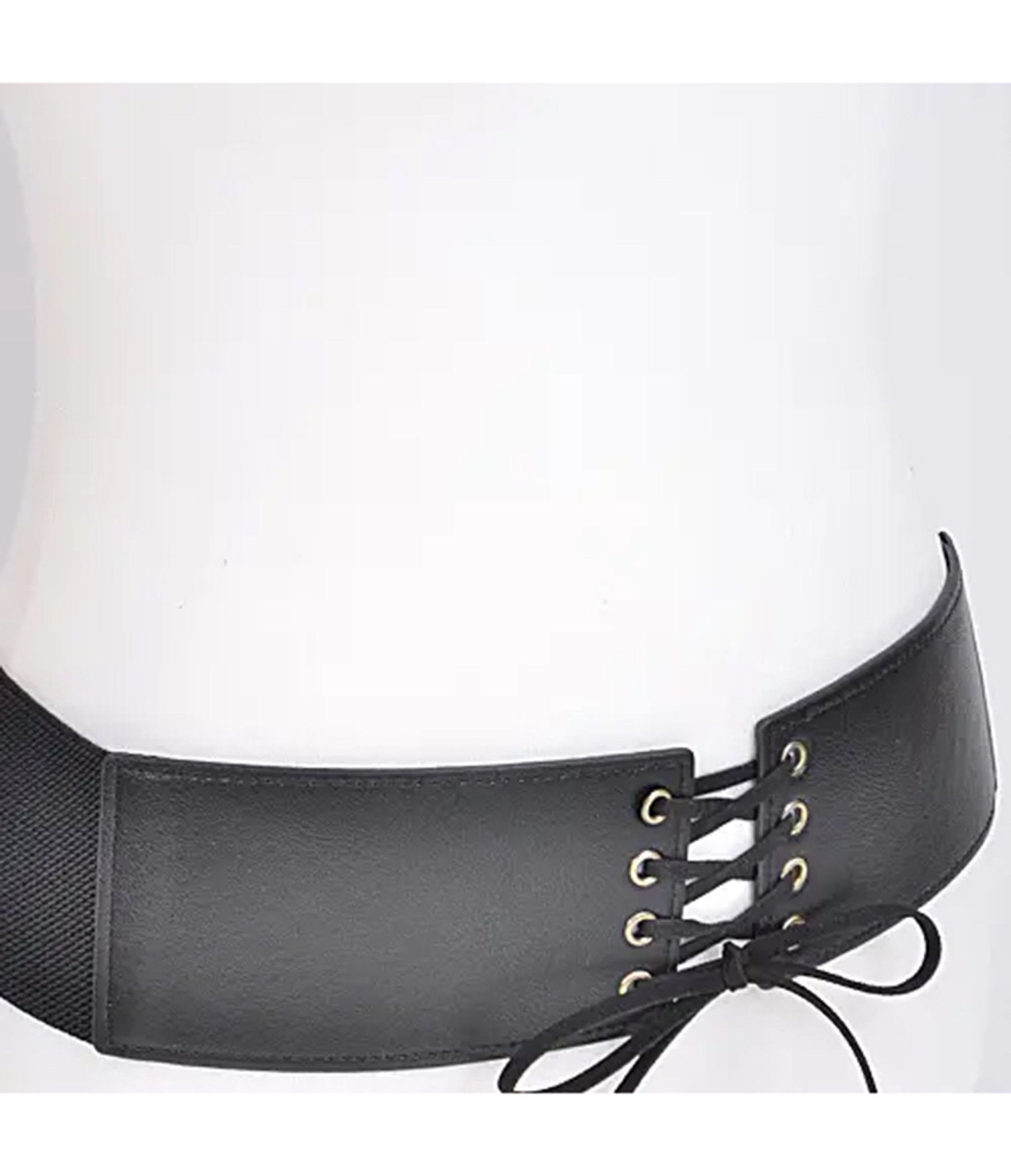 Black Faux Leather Lace Up Corset Belt - Unique Vintage - Womens, ACCESSORIES, BELTS