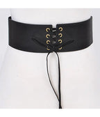 Black Faux Leather Lace Up Corset Belt - Unique Vintage - Womens, ACCESSORIES, BELTS