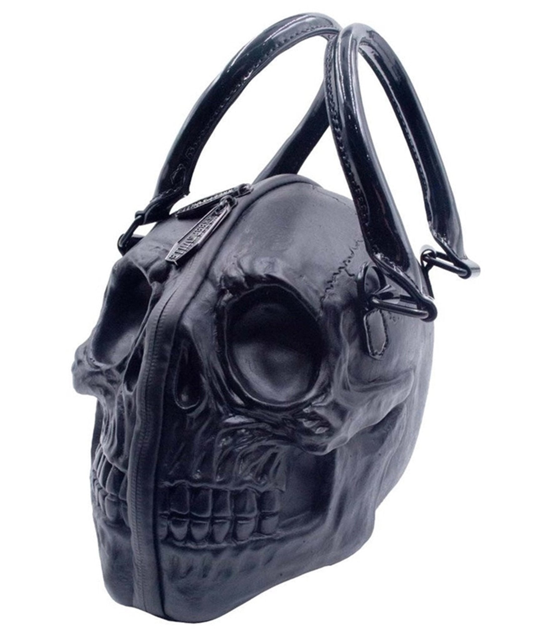 Black Faux Leather Skull Handbag - Unique Vintage - Womens, ACCESSORIES, HANDBAGS