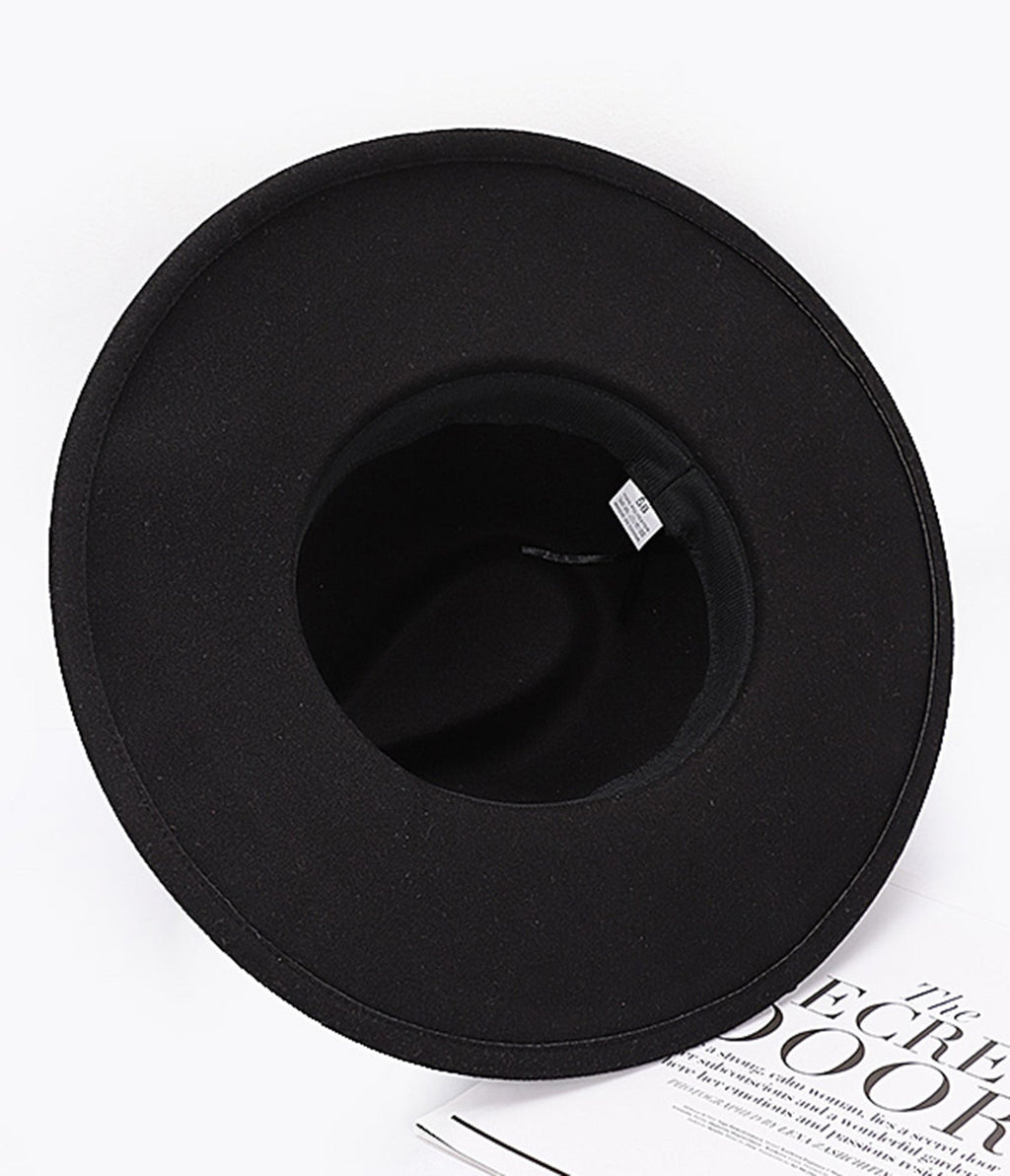 Black Faux Wool Fedora Hat - Unique Vintage - Womens, ACCESSORIES, HATS