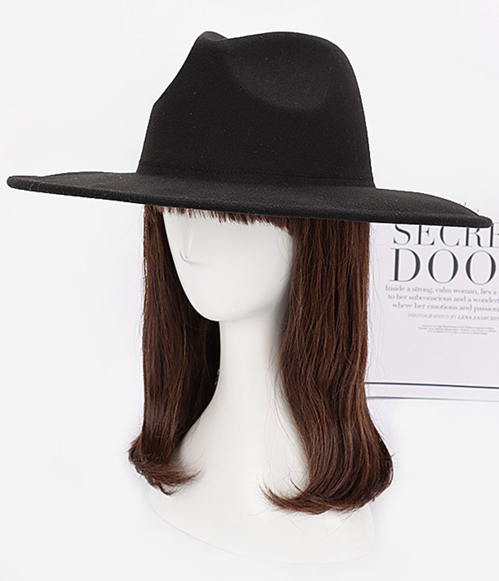 Black Faux Wool Fedora Hat - Unique Vintage - Womens, ACCESSORIES, HATS