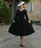 Black Floral Jacquard Piper Swing Dress - Unique Vintage - Womens, DRESSES, SWING