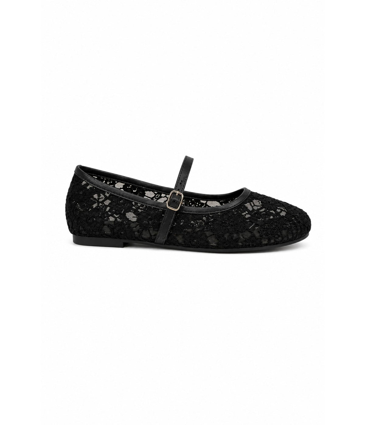 Black Floral Lace Mary Jane Ballet Flats - Unique Vintage - Flats