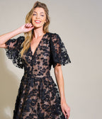 Black Floral Lace Midi Dress - Unique Vintage - Womens, DRESSES, MIDI