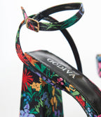 Black Floral Lexico Platform Sandals - Unique Vintage - Womens, SHOES, SANDALS
