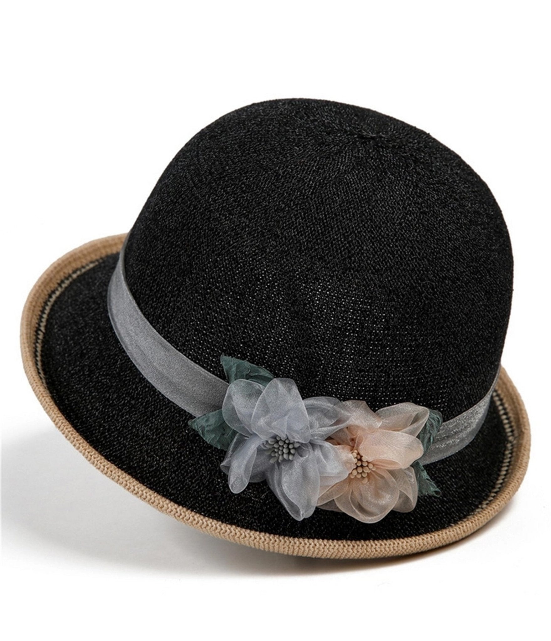 Black Flower Pot Hat - Unique Vintage - Womens, ACCESSORIES, HATS